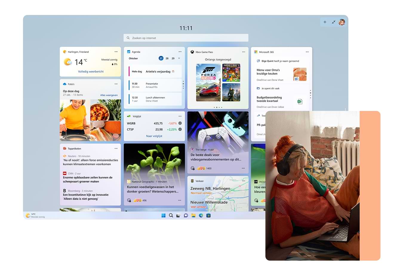 Windows 11 widgets met gepersonaliseerde feed van informatie